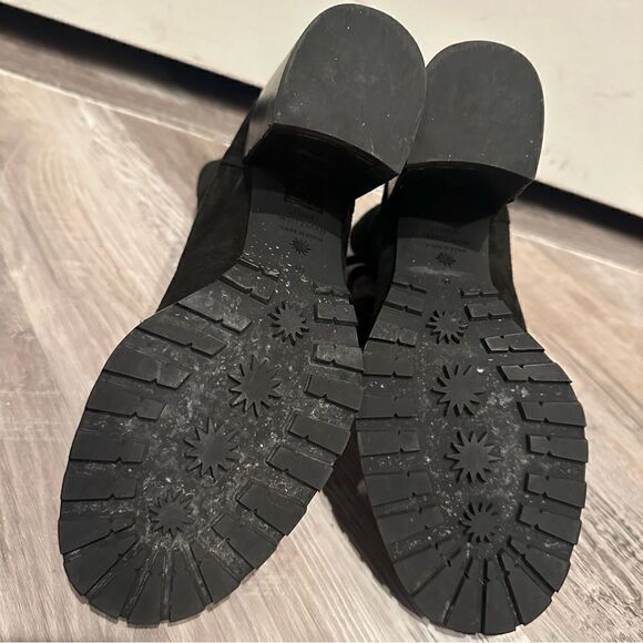 STUART WEITZMAN Boots Women Size 10 Ivey Suede Combat Pearl Button Black Bootie - Picture 9 of 10